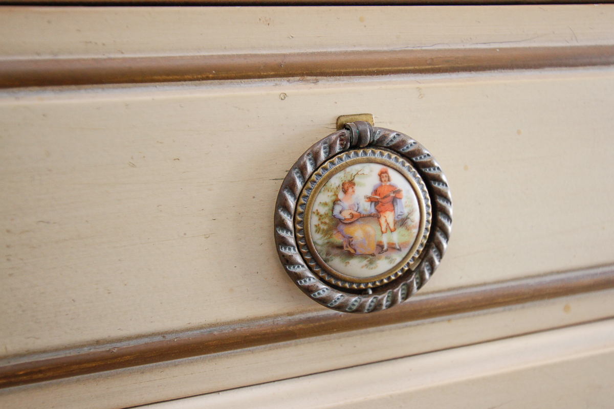 Vintage Ivory Knee Hole Desk and Side Chair