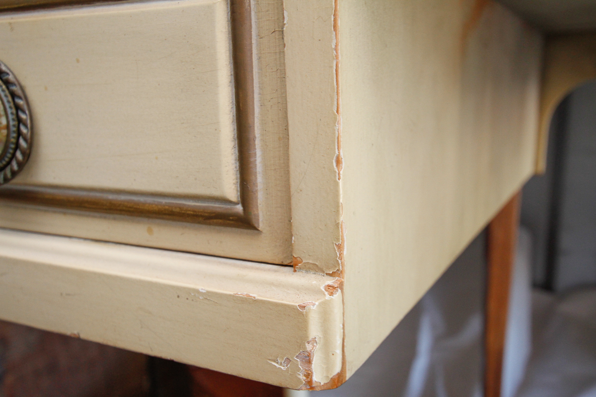Vintage Ivory Knee Hole Desk and Side Chair