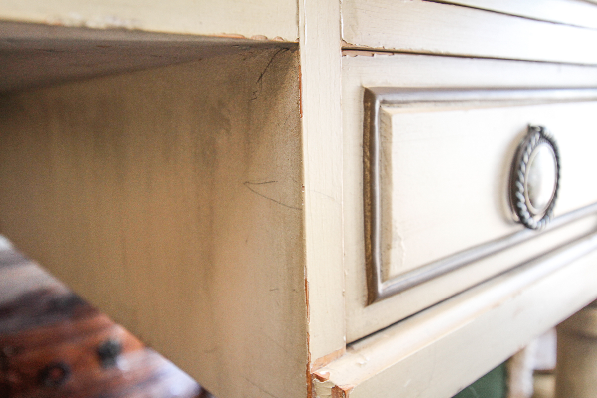 Vintage Ivory Knee Hole Desk and Side Chair