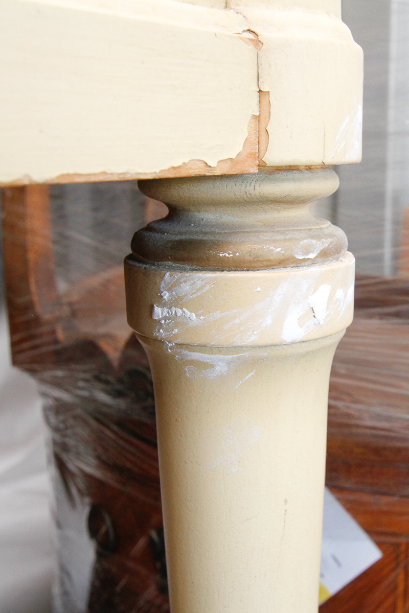 Vintage Ivory Knee Hole Desk and Side Chair