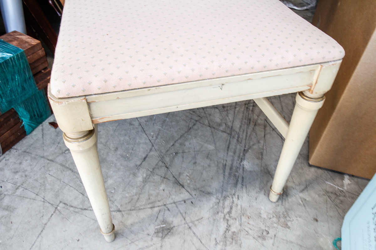 Vintage Ivory Knee Hole Desk and Side Chair