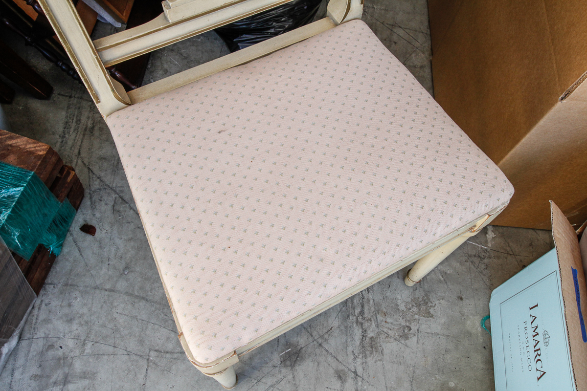 Vintage Ivory Knee Hole Desk and Side Chair