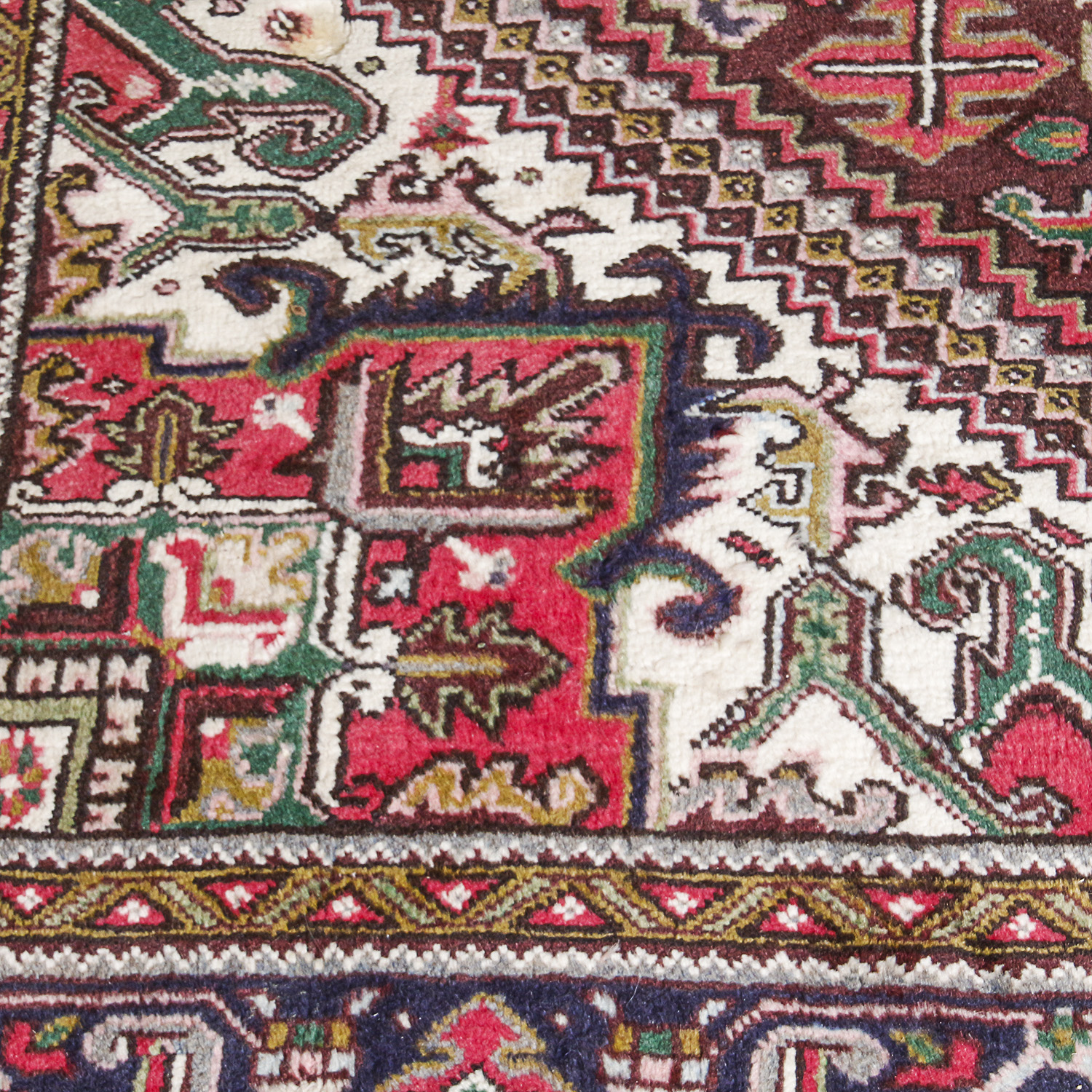 Hand-Knotted Persian Heriz Wool Area Rug