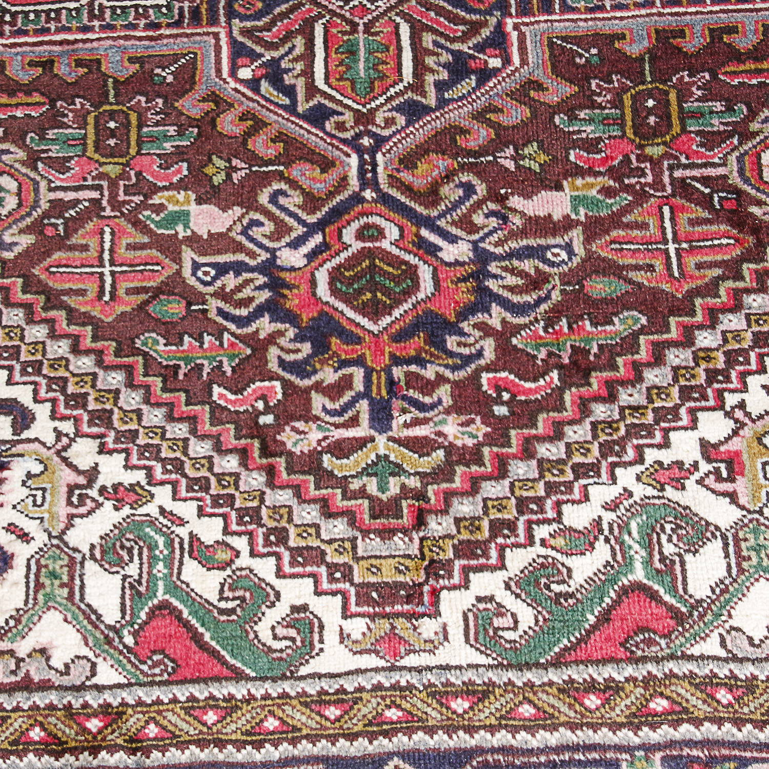 Hand-Knotted Persian Heriz Wool Area Rug