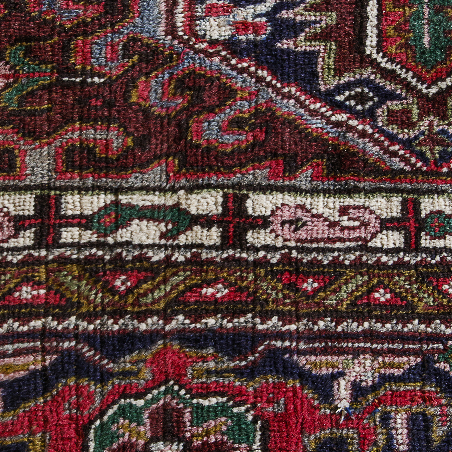 Hand-Knotted Persian Heriz Wool Area Rug