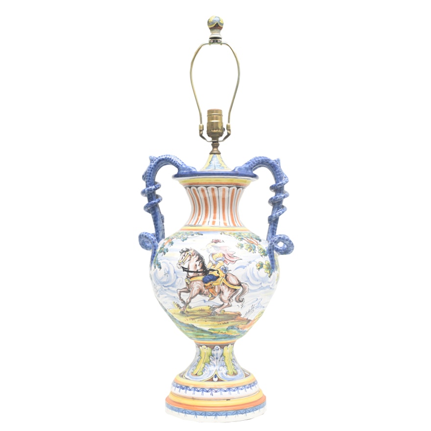 Hand-Painted Faience Ceramic Lamp