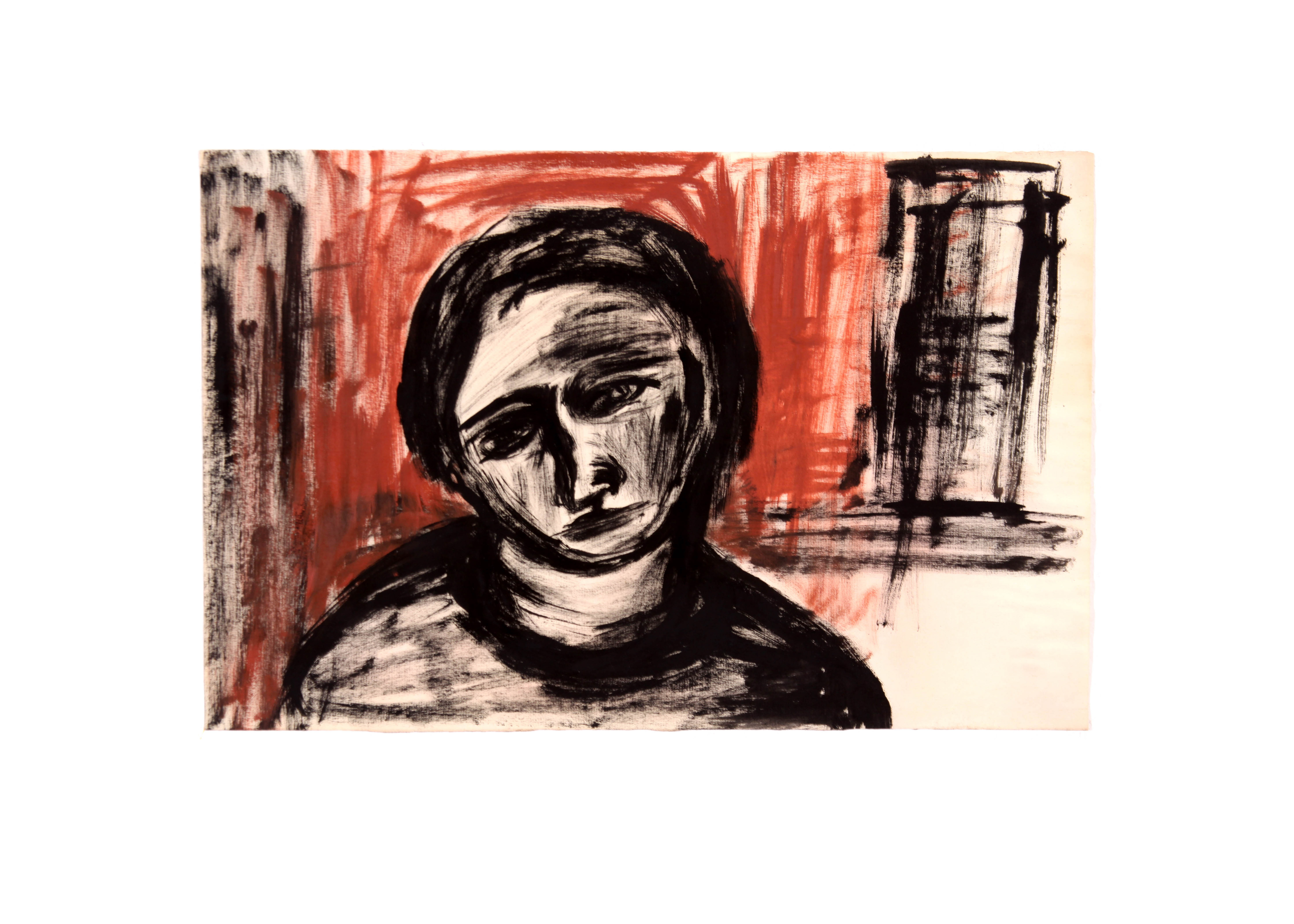 Mid Century Modernist Portrait Painting by Jean Margolin