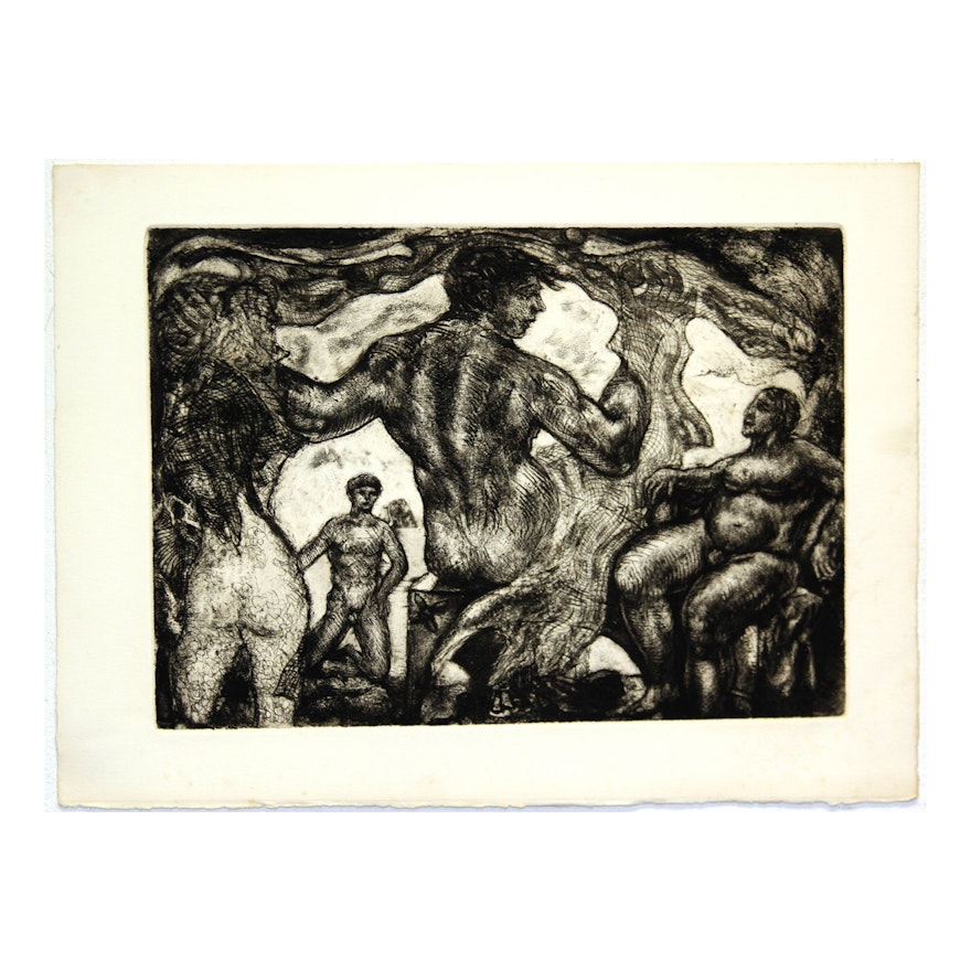 Surrealistic Etching Attributed to Robert Lohman