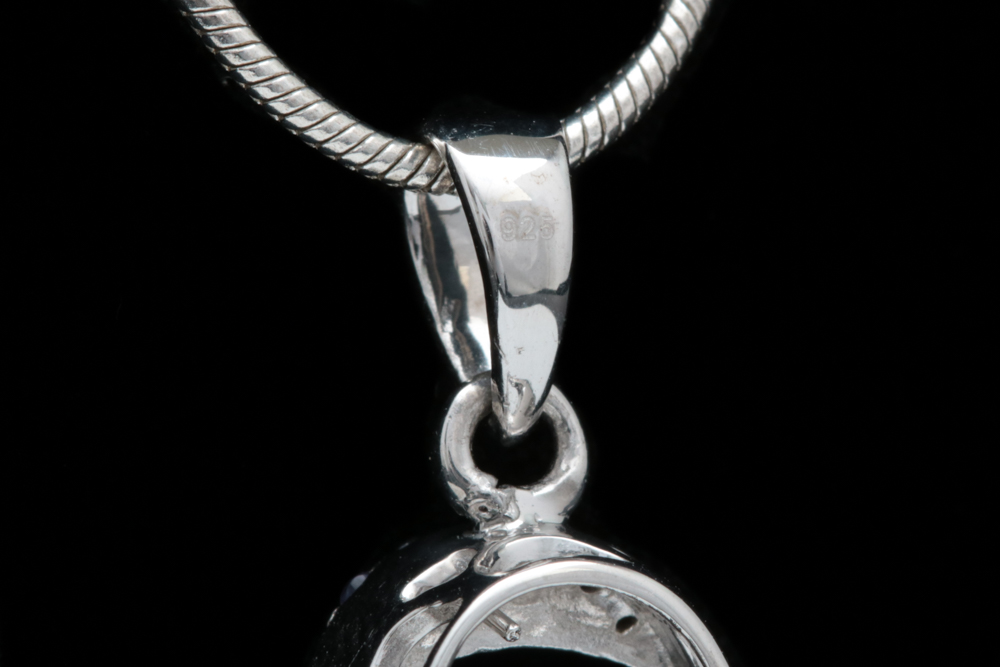 Sterling Silver, Imitation Blue Sapphire and Iolite Pendant with Chain