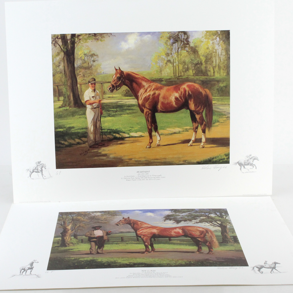 Helen Hayse Artist's Proof Offset Lithographs "Secretariat" and "Man O' War"