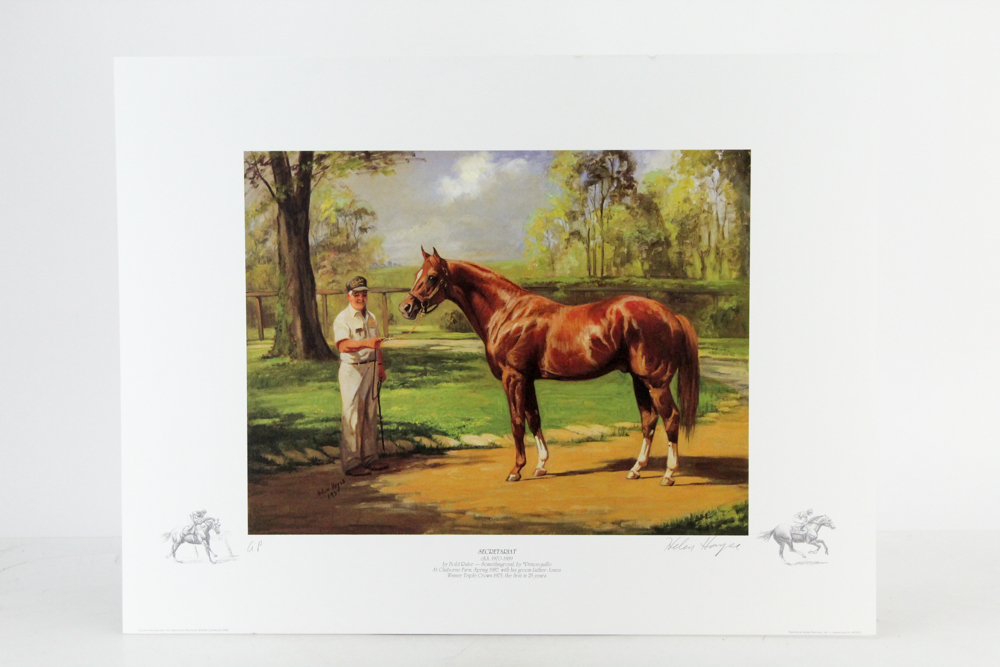 Helen Hayse Artist's Proof Offset Lithographs "Secretariat" and "Man O' War"