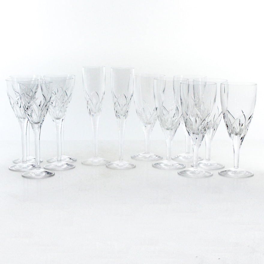 Waterford Crystal "Merrill" Champagne Flutes and Wine Glasses