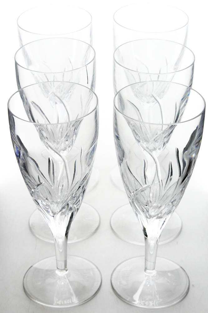 Waterford Crystal "Merrill" Champagne Flutes and Wine Glasses