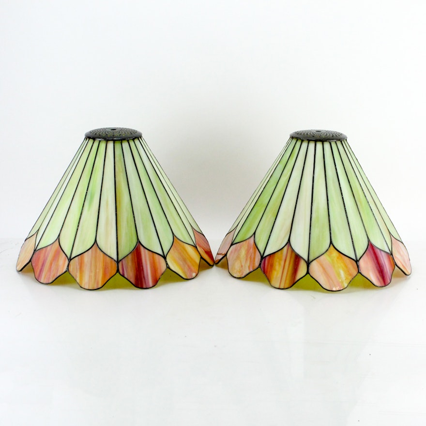 Pair of Handmade Stained Glass Lampshades