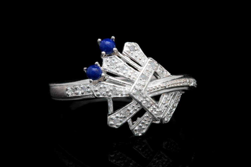 Sterling Silver, Diamond and Lapis Lazuli Ring