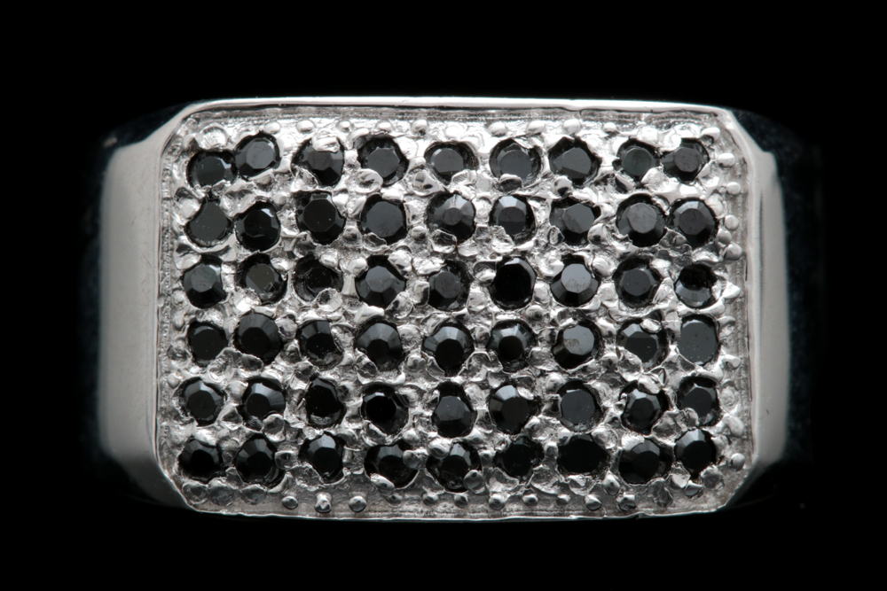 Sterling Silver and Black Spinel Ring