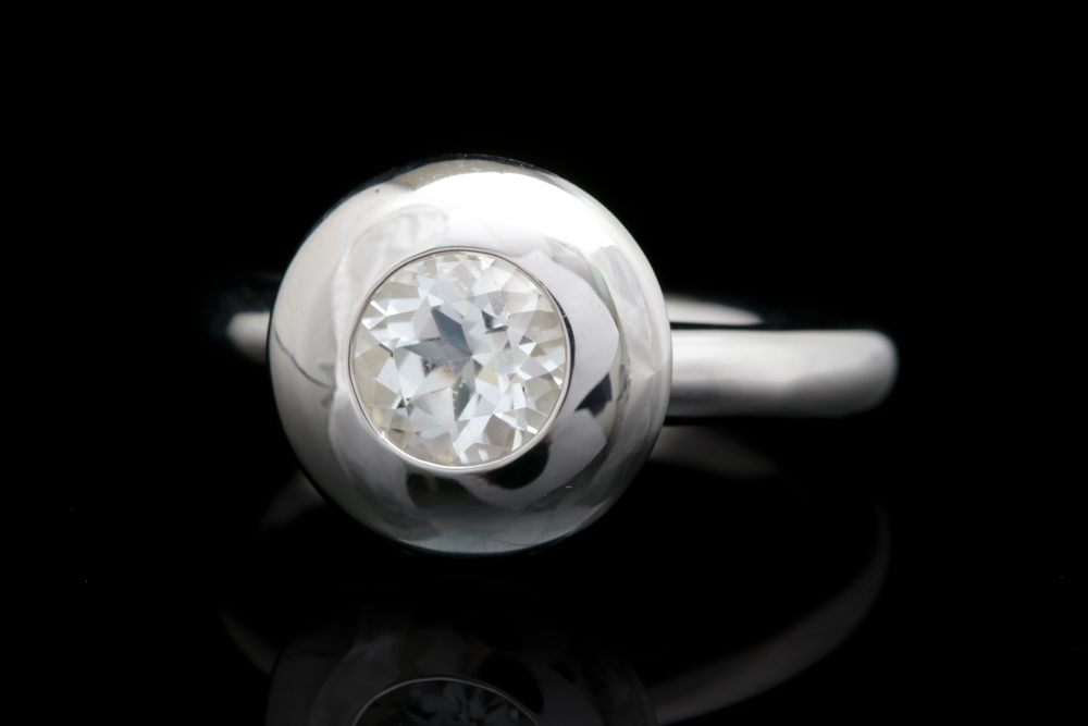 Bastian Sterling Silver and White Topaz Ring