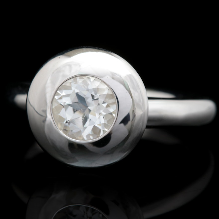 Bastian Sterling Silver and White Topaz Ring
