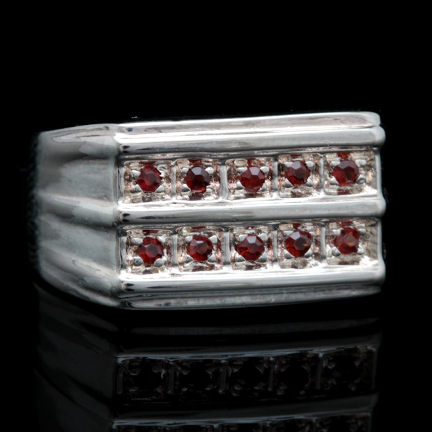 Sterling Silver and Garnet Ring