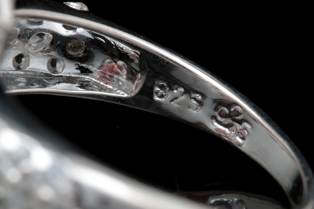 Sterling Silver, Diffused Red Sapphire and White Zircon Cocktail Ring