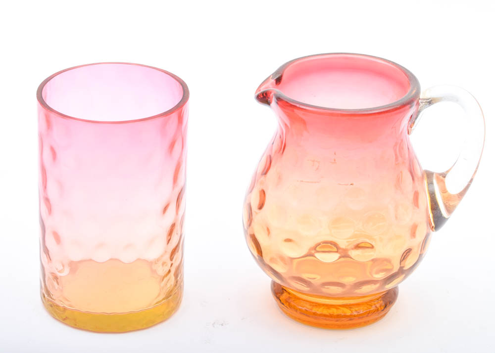 Fenton Style "Coin Dot" Amberina Glassware