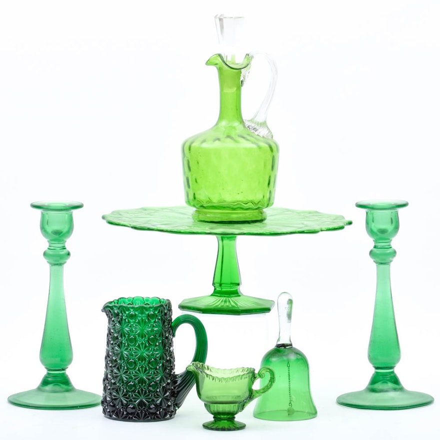 Vintage Green Glass Decor