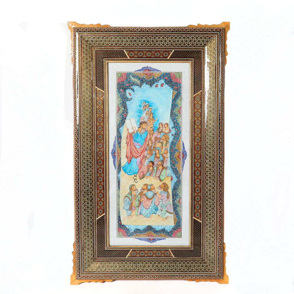 Oil Painting on Paper of Moses in an Inlaid Frame