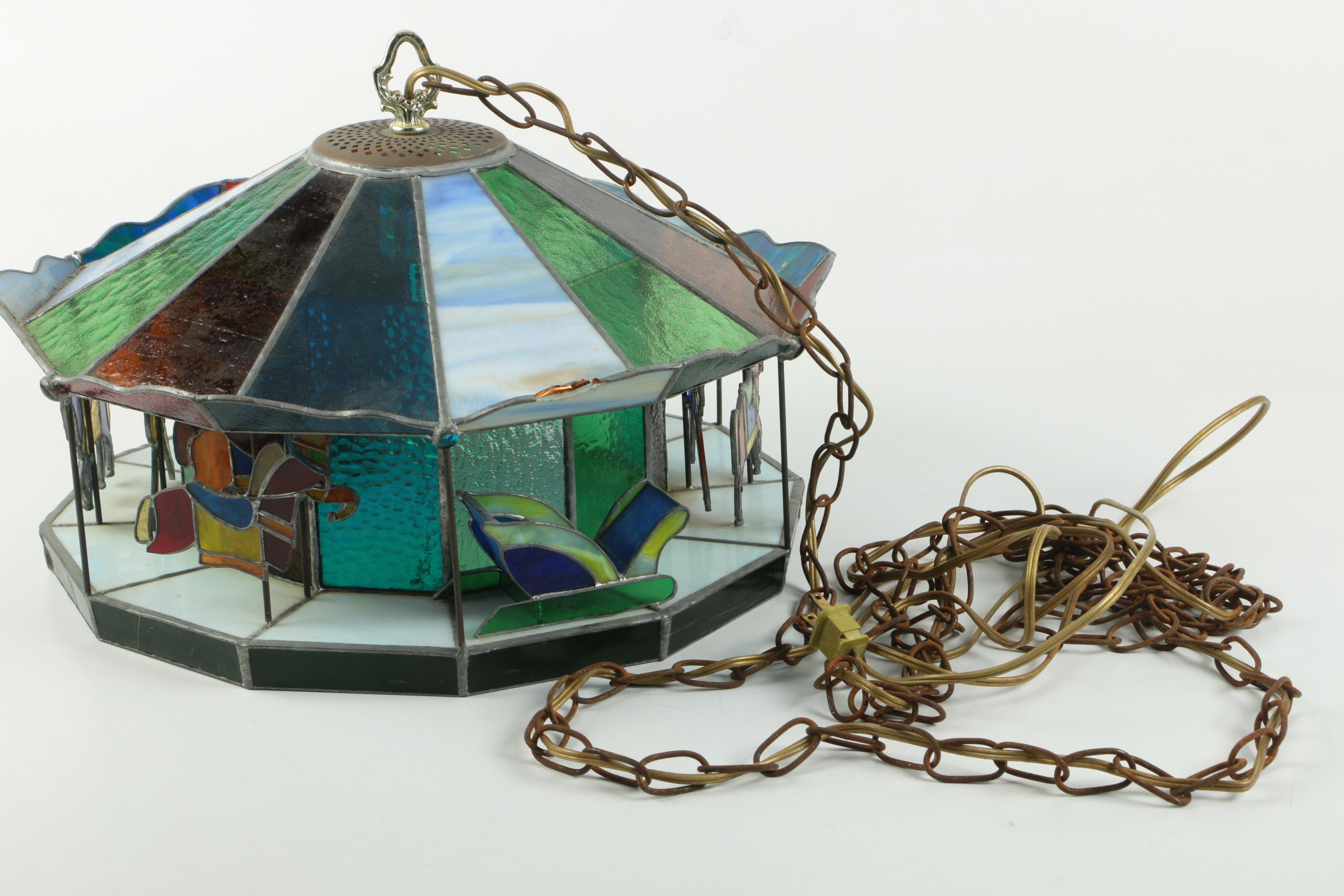 Stained Glass Carousel Hanging Lamp