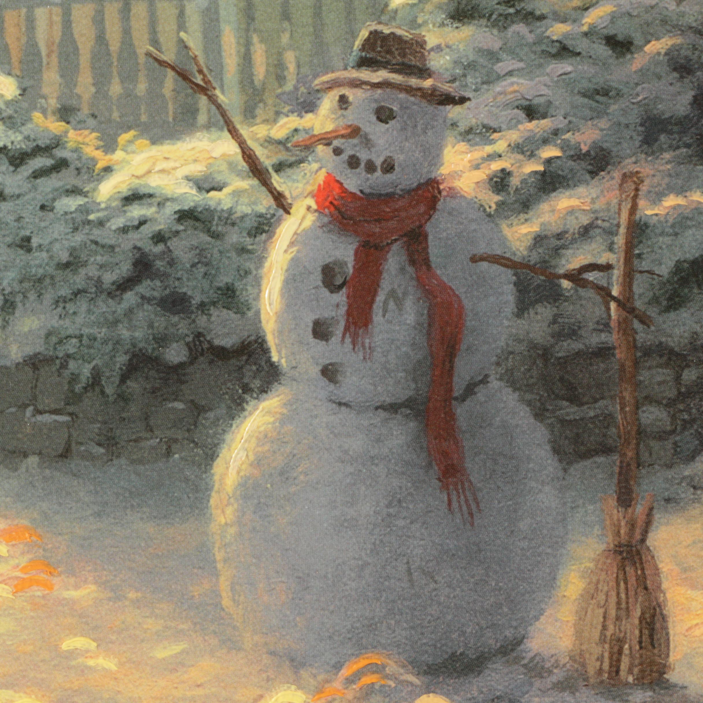 Thomas Kinkade Limited Edition Embellished Reproduction Print of a Winter Scene