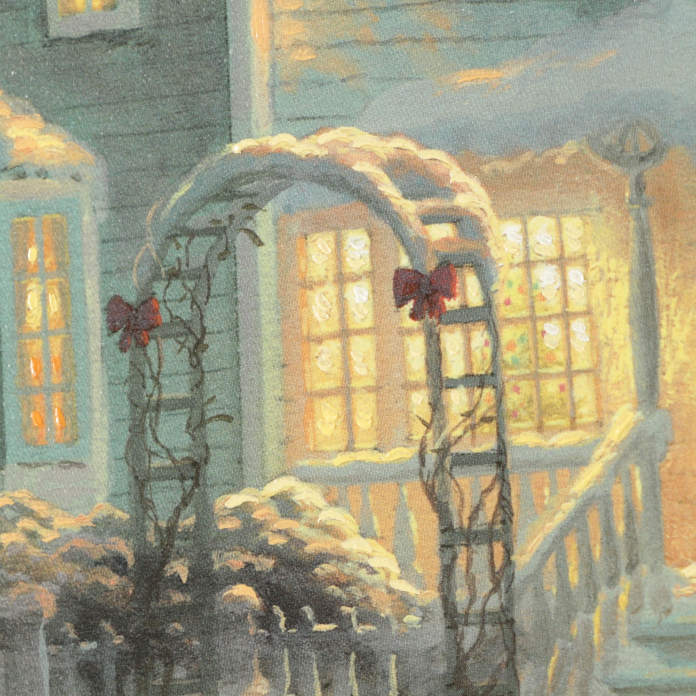 Thomas Kinkade Limited Edition Embellished Reproduction Print of a Winter Scene