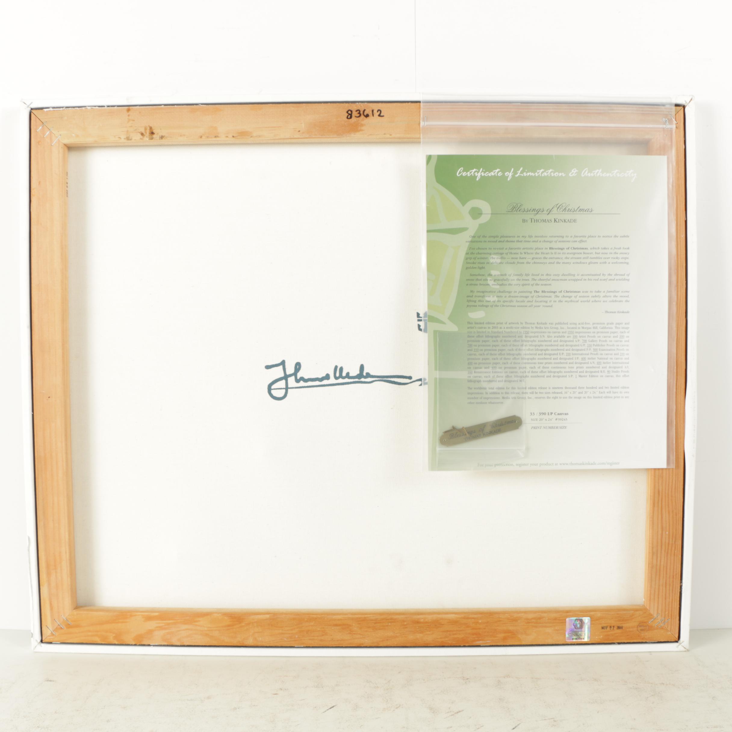 Thomas Kinkade Limited Edition Embellished Reproduction Print of a Winter Scene