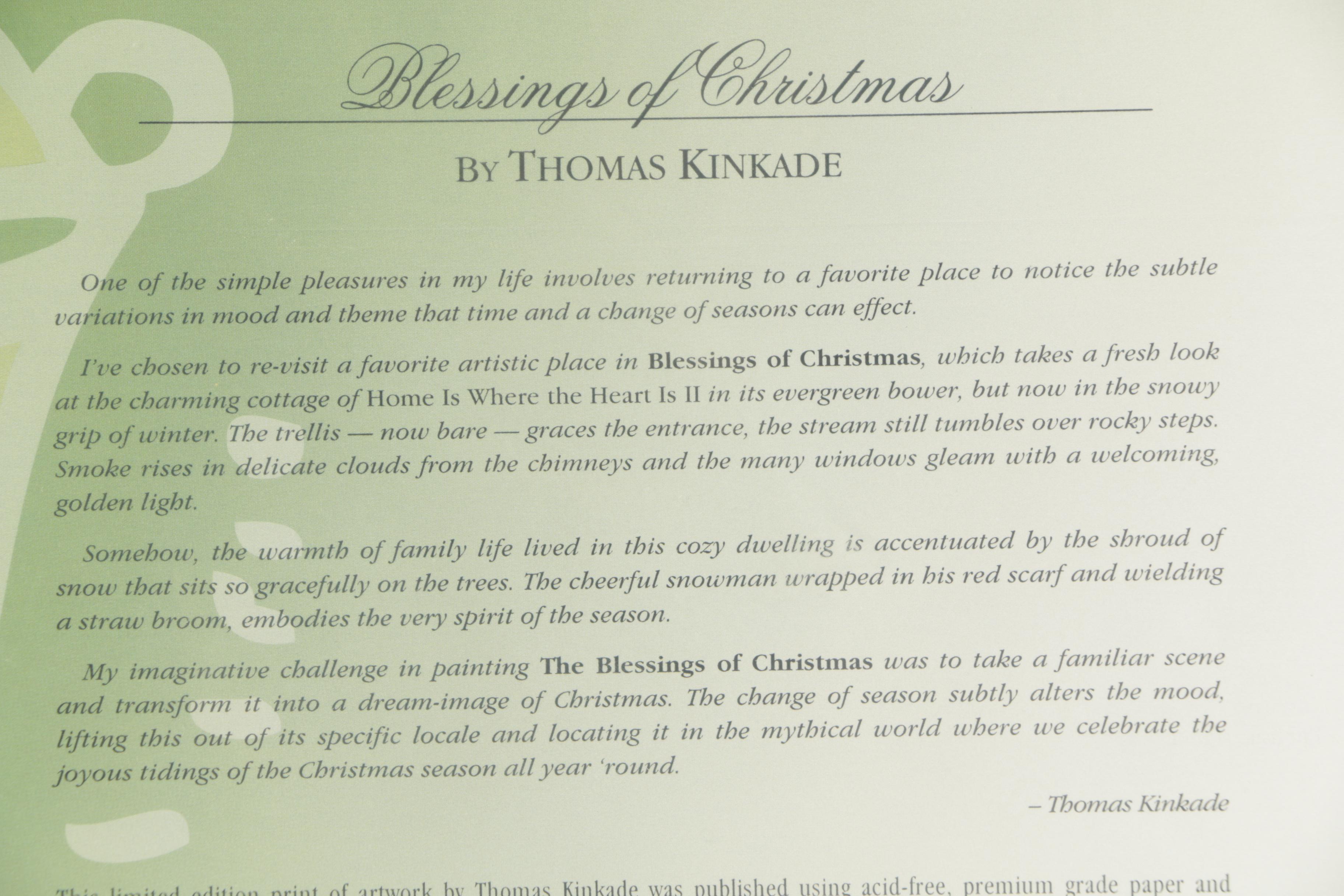 Thomas Kinkade Limited Edition Embellished Reproduction Print of a Winter Scene