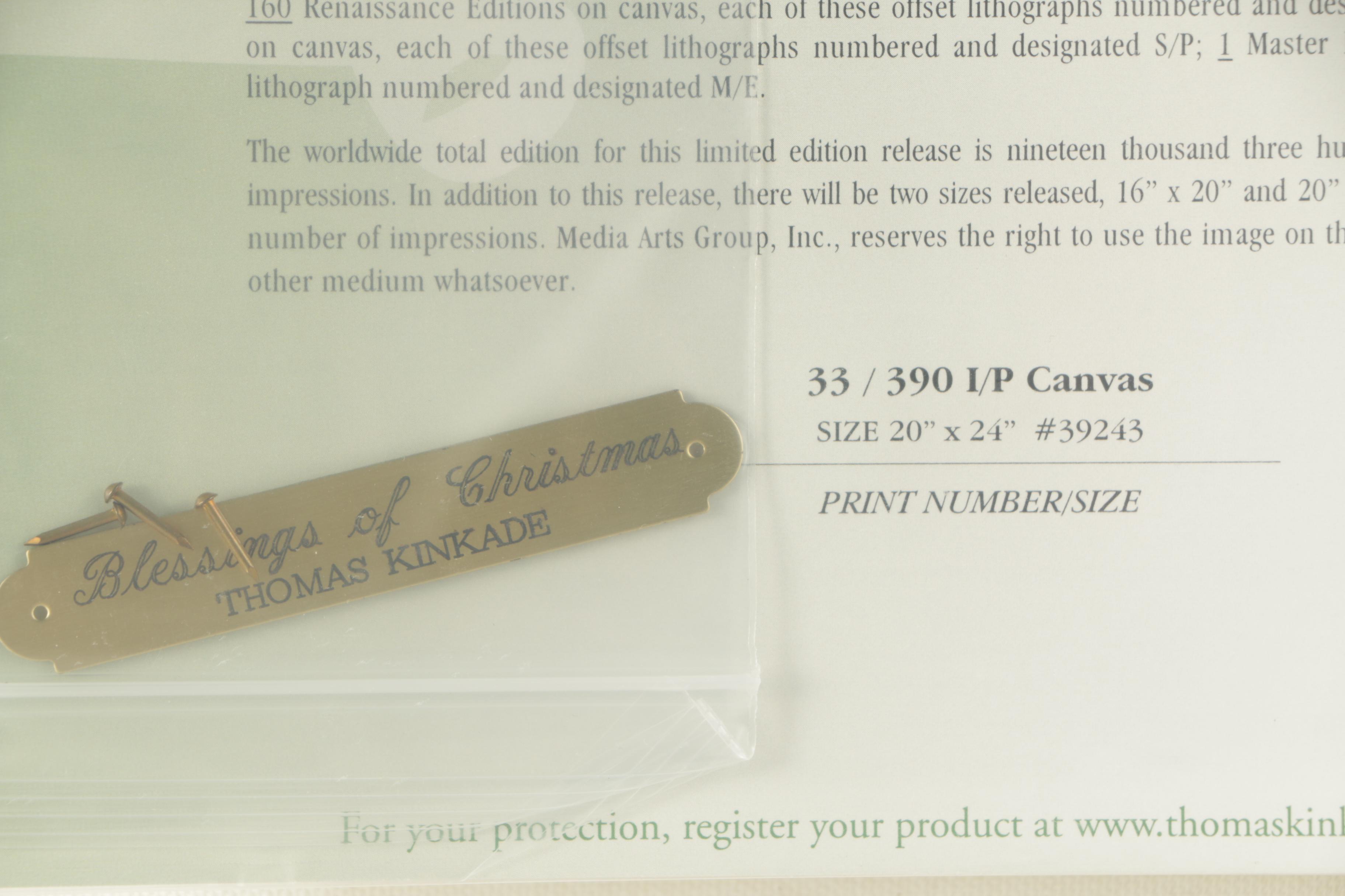 Thomas Kinkade Limited Edition Embellished Reproduction Print of a Winter Scene