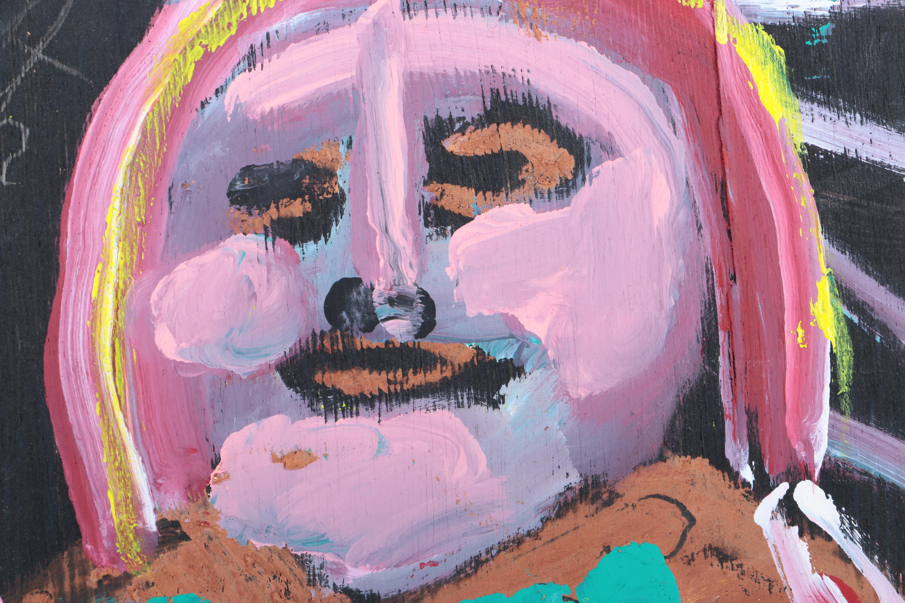 Jimmy Lee Sudduth Oil Painting on Panel Outsider Art Portrait