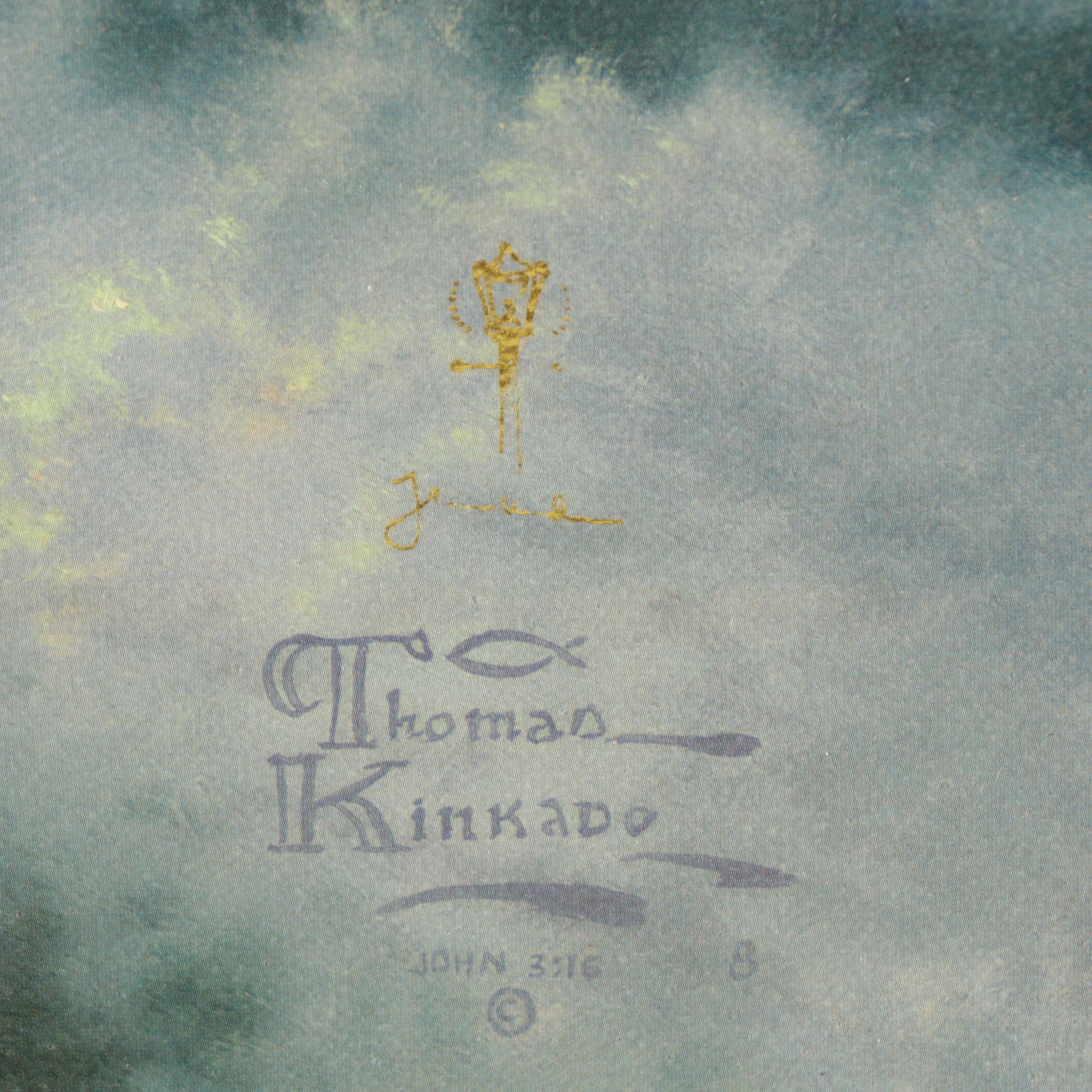 Embellished Reproduction Print on Canvas After Thomas Kinkade "Perseverance"