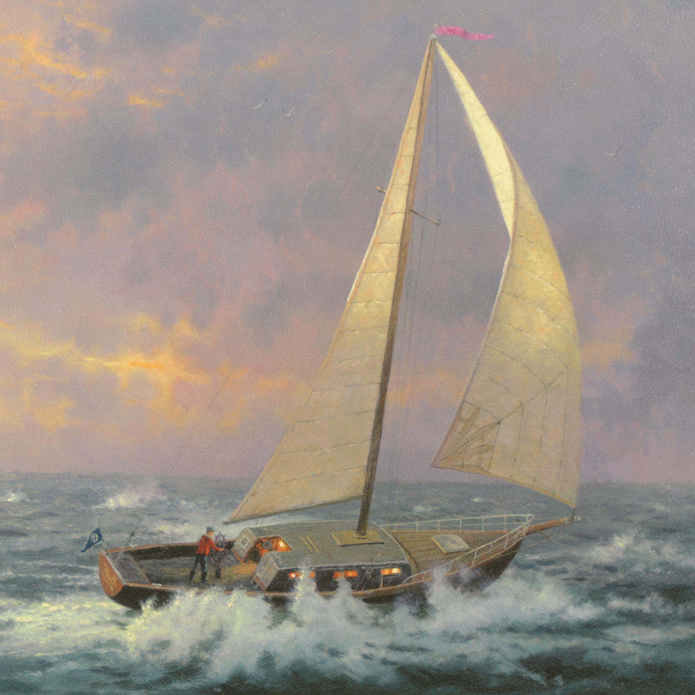 Embellished Reproduction Print on Canvas After Thomas Kinkade "Perseverance"