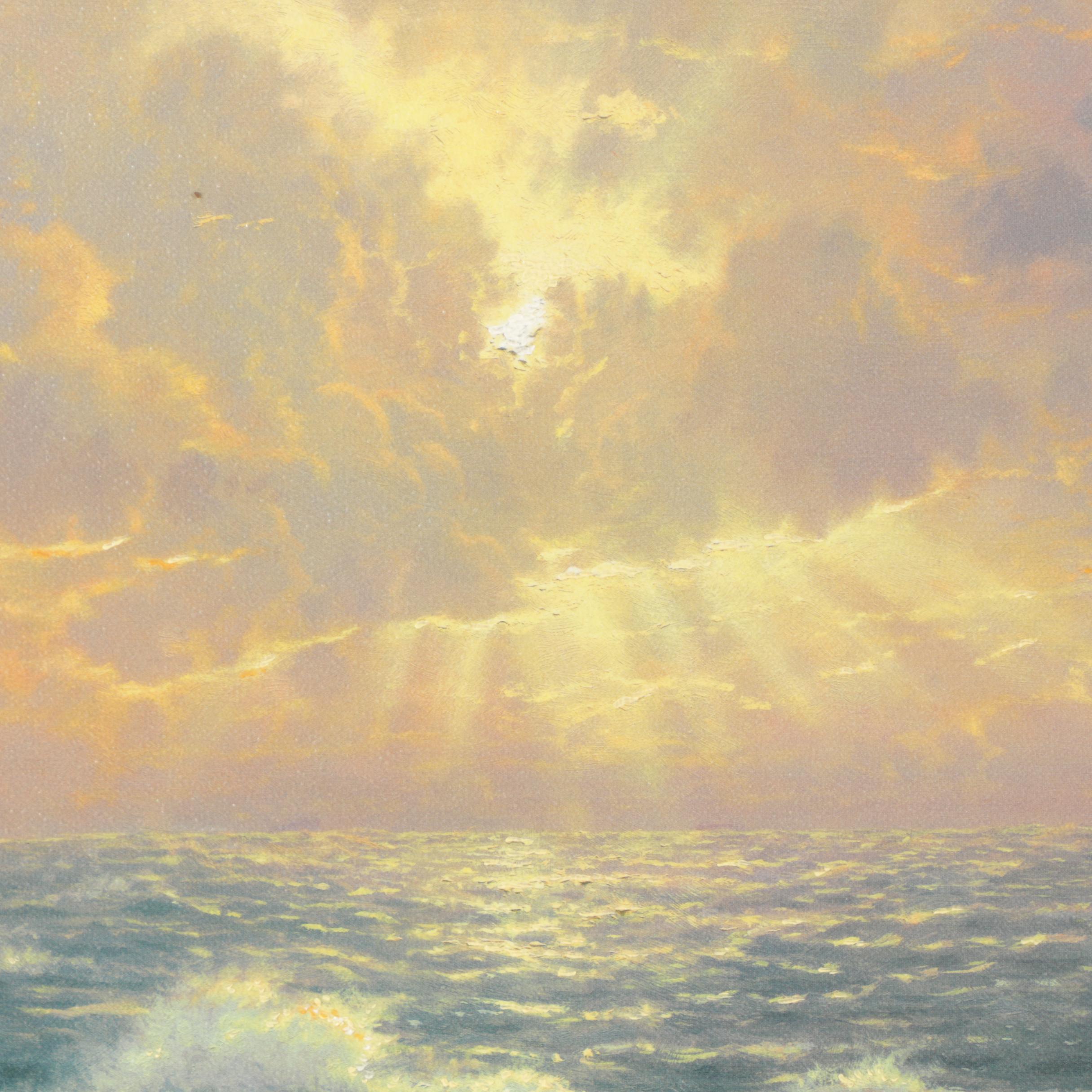 Embellished Reproduction Print on Canvas After Thomas Kinkade "Perseverance"