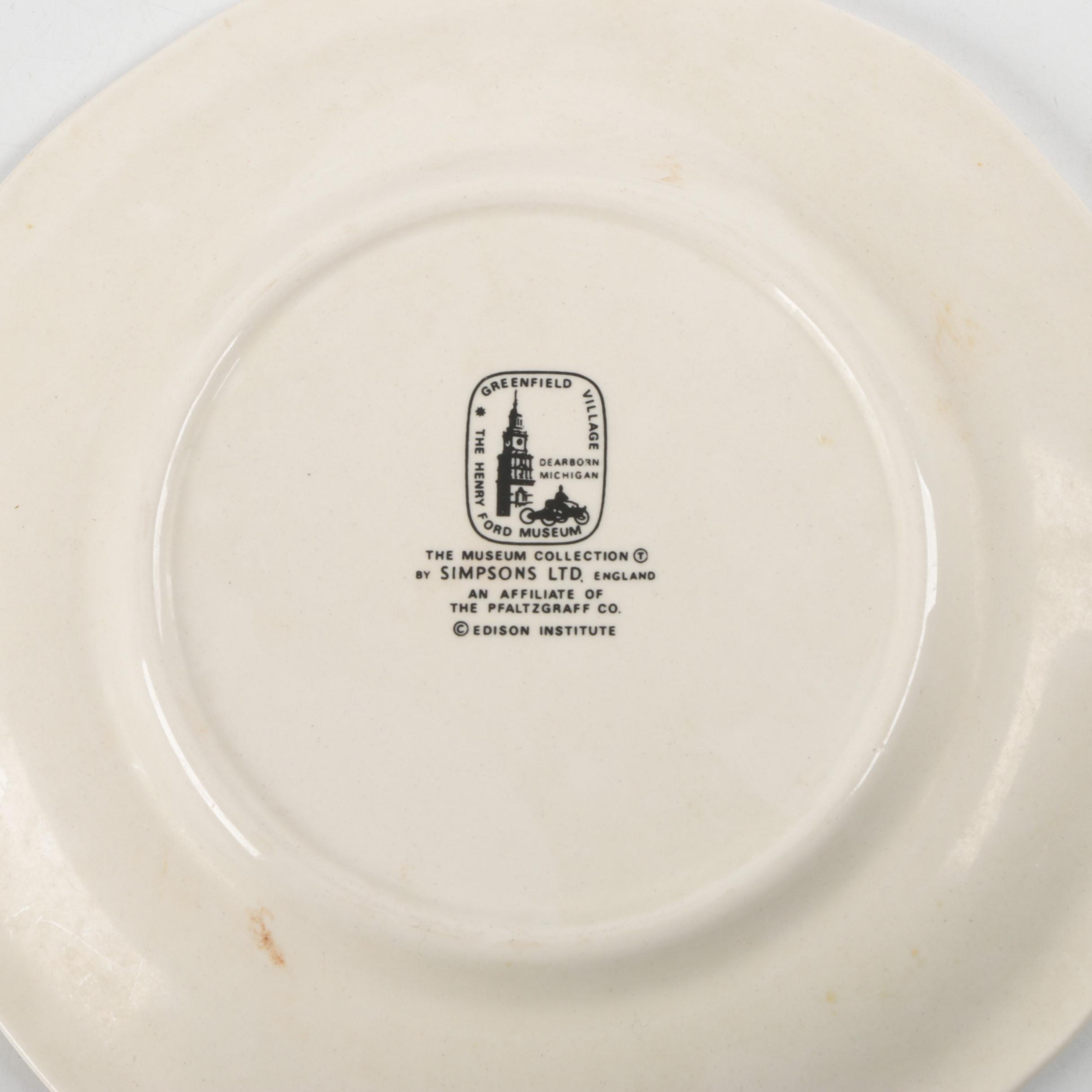 Simpsons Ltd. "The Henry Ford Museum" Tableware