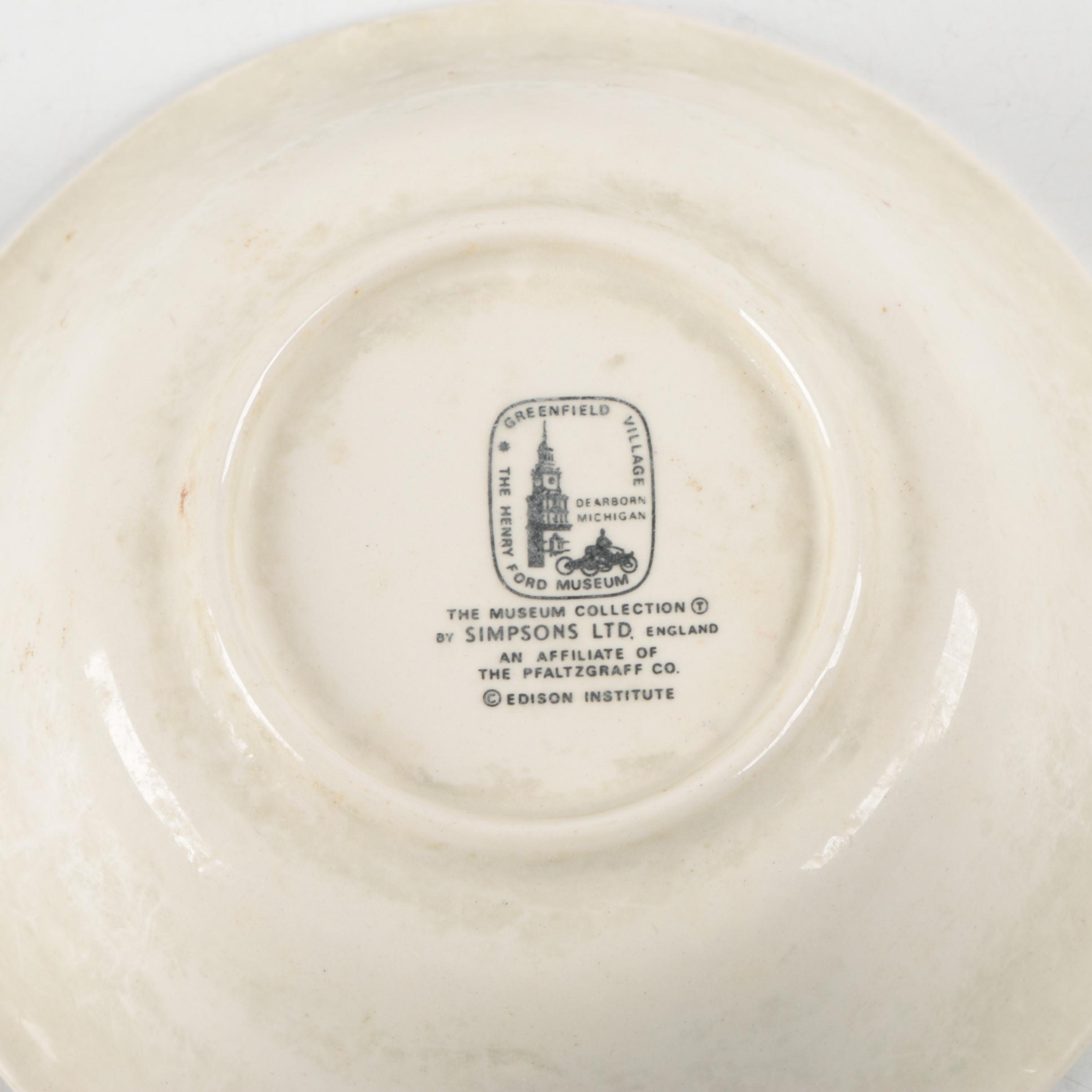 Simpsons Ltd. "The Henry Ford Museum" Tableware