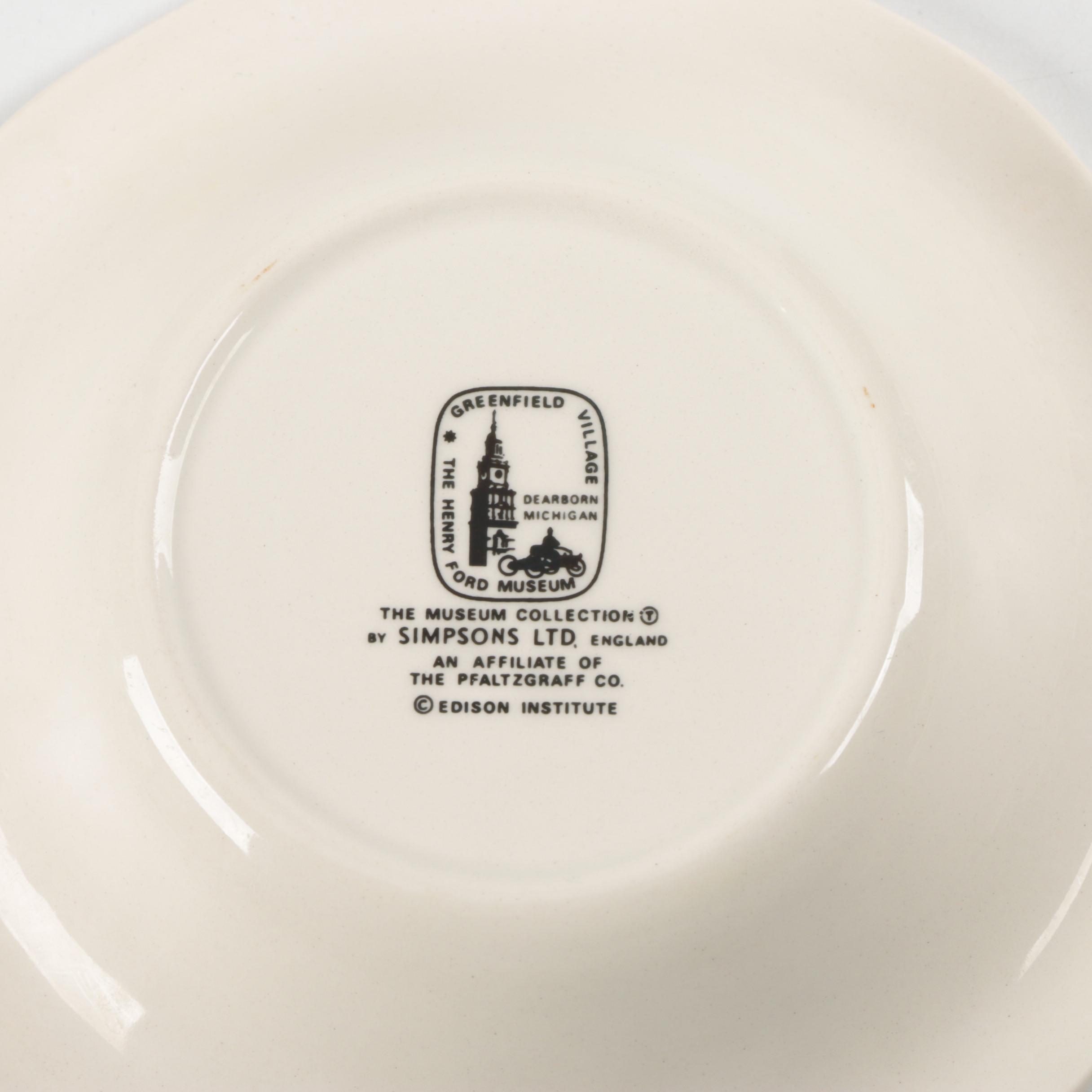 Simpsons Ltd. "The Henry Ford Museum" Tableware