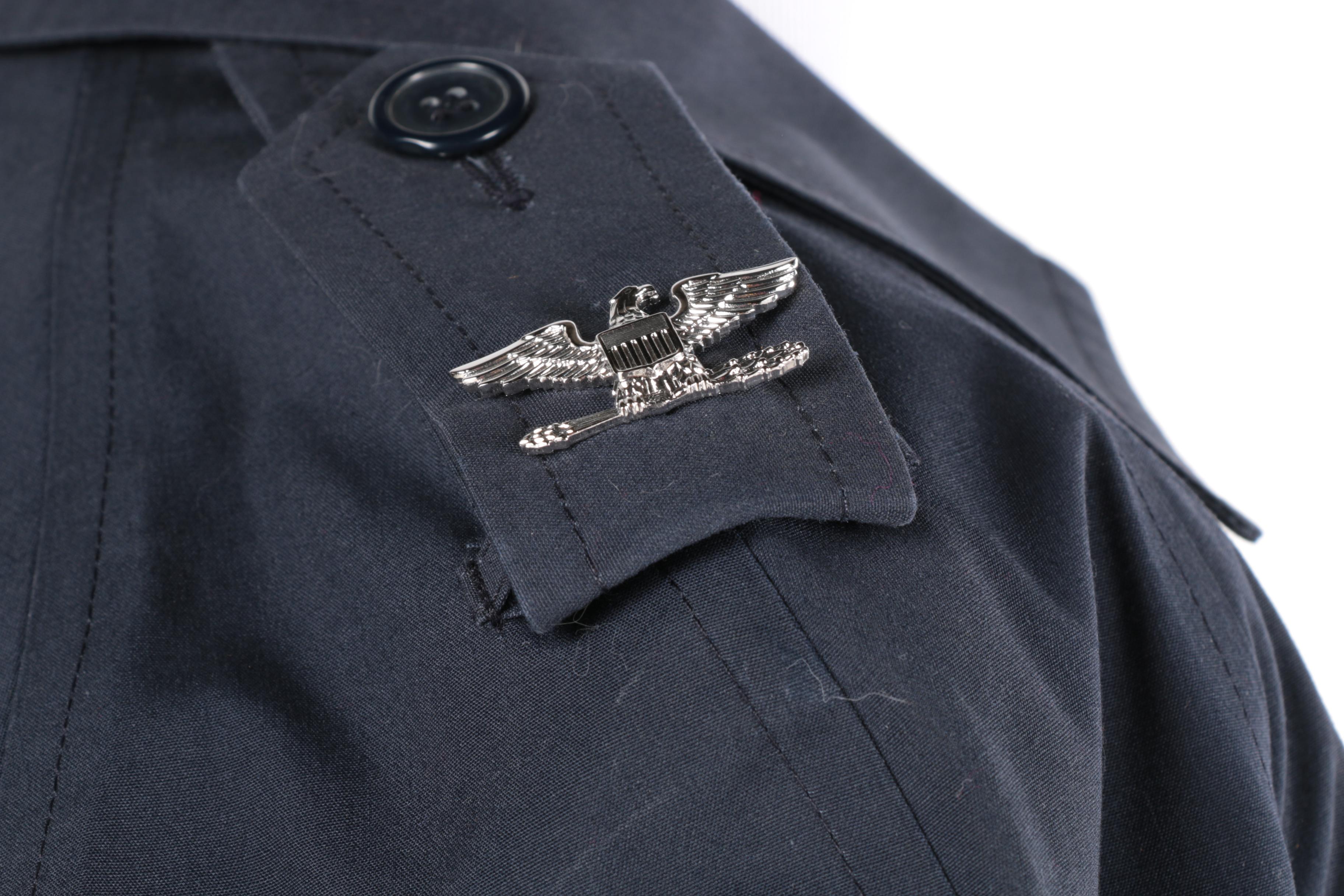 Women's US Air Force Dark Blue All Weather Coat with Two Caps