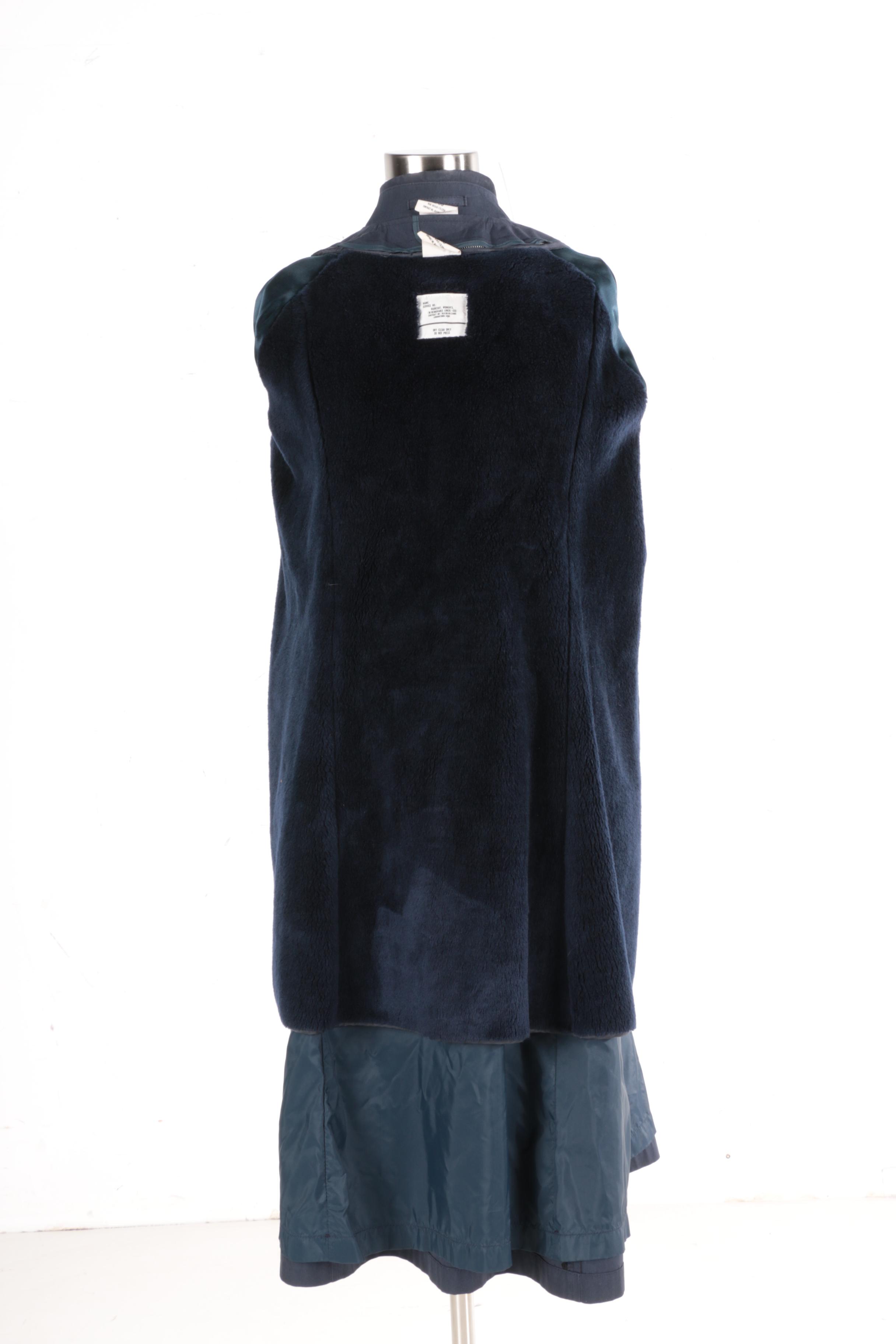 Women's US Air Force Dark Blue All Weather Coat with Two Caps