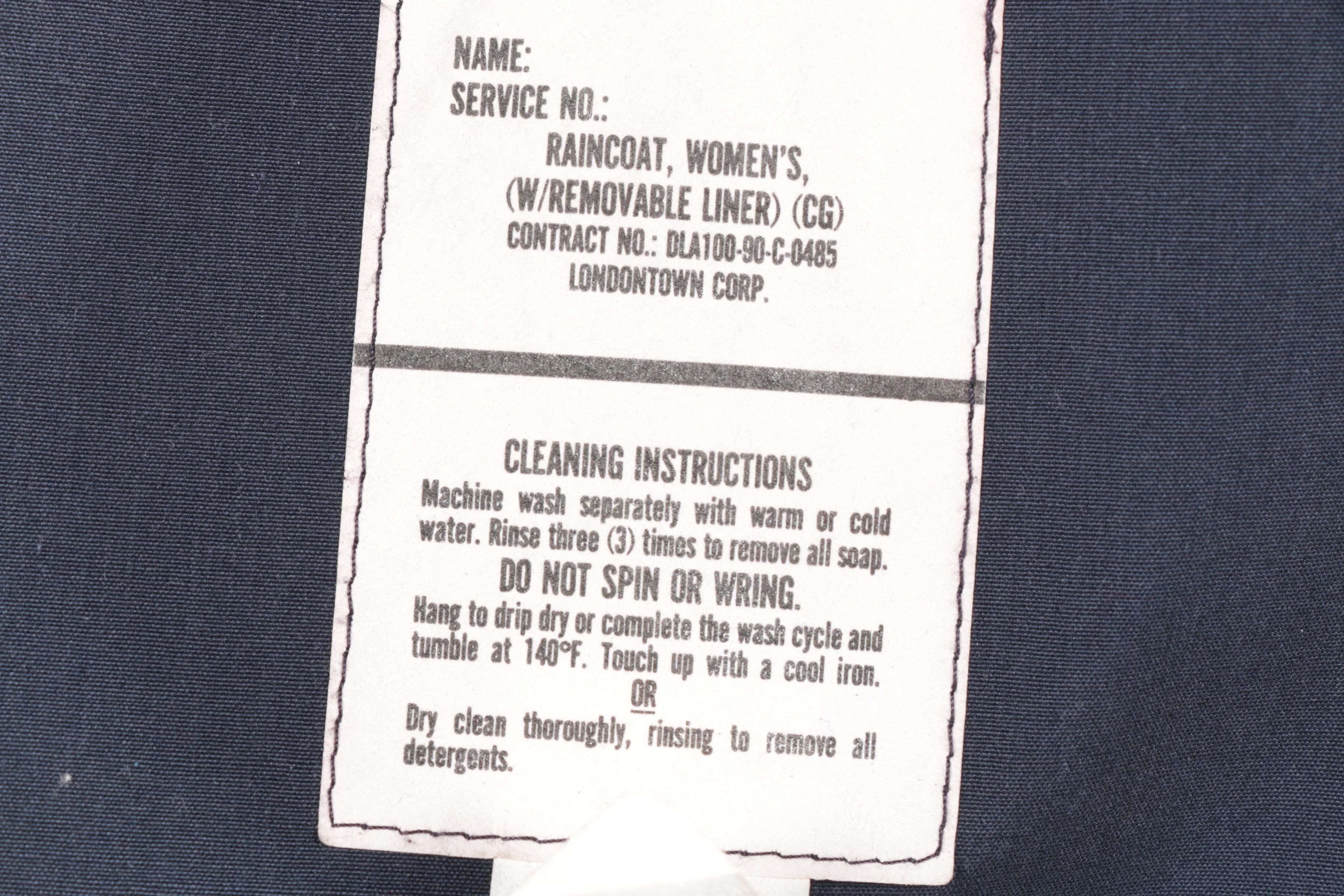 Women's US Air Force Dark Blue All Weather Coat with Two Caps