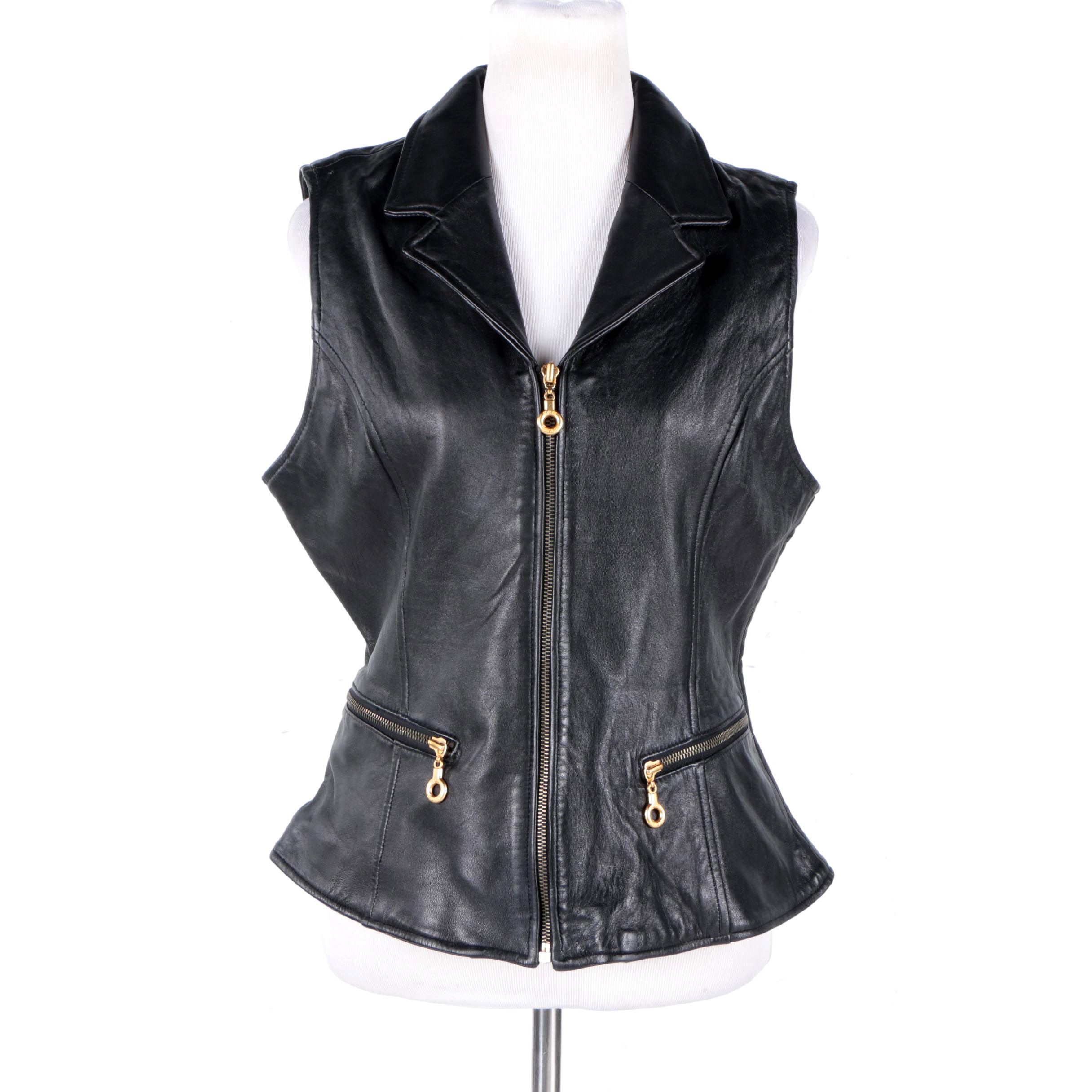 Women's Rem Garson Black Leather Vest