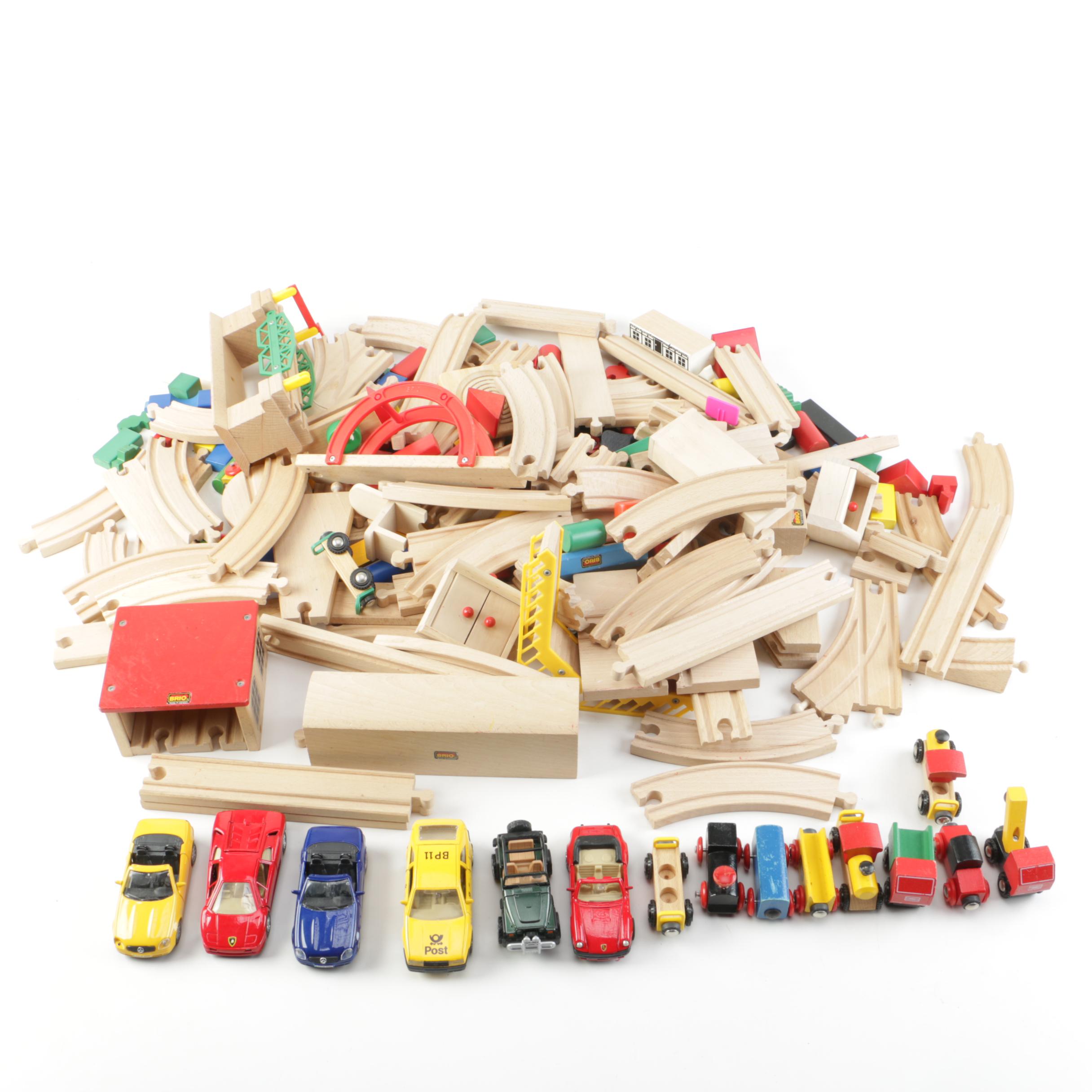 Brio Wooden Train Set with Die-Cast Toy Cars