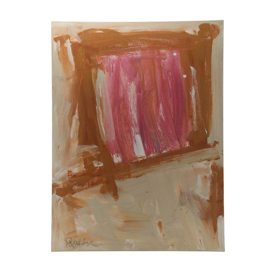 Robbie Kemper Abstract Acrylic Painting "Pink in Browns"