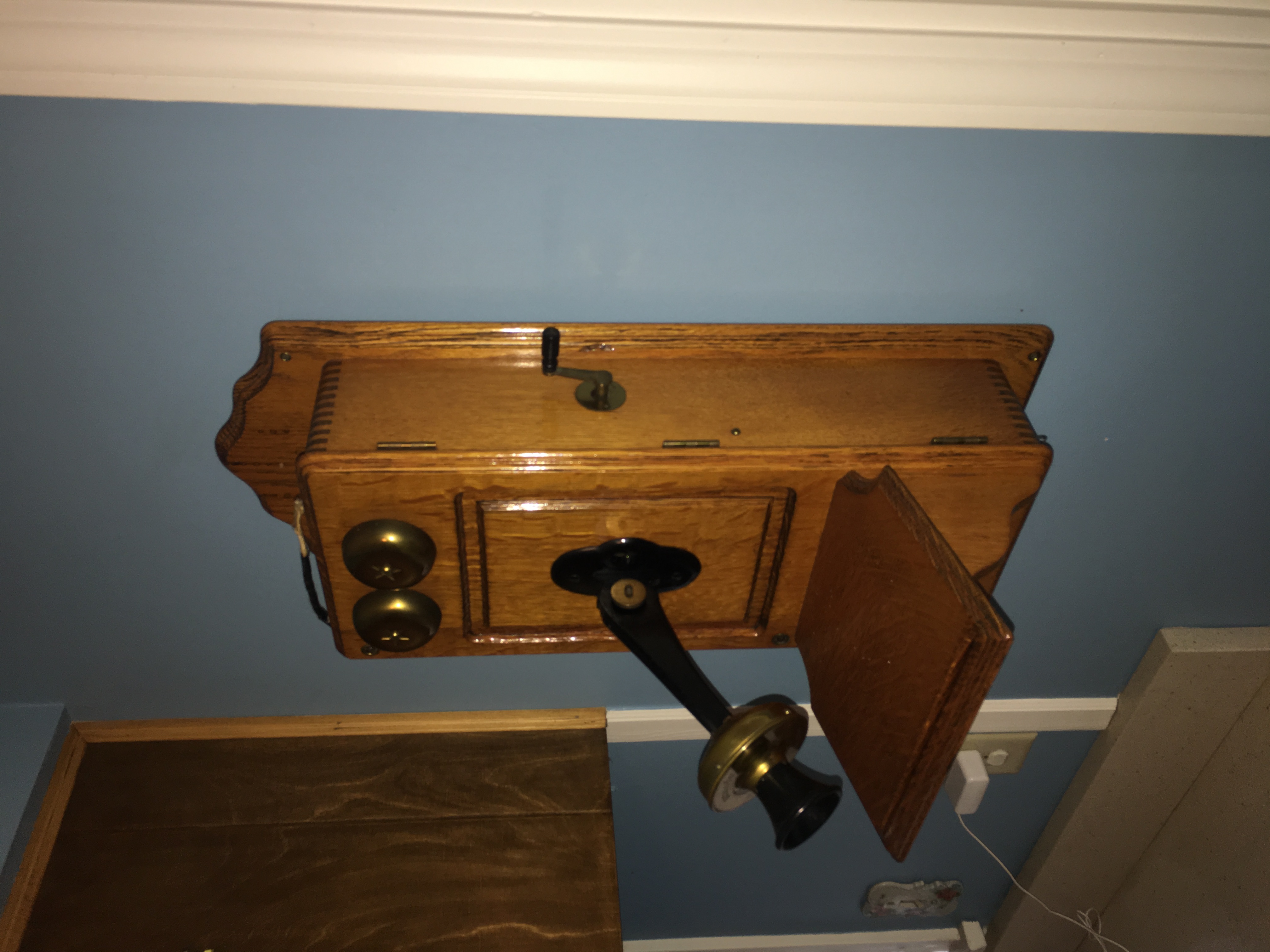 *Rework*Vintage Kellogg Wooden Wall Telephone