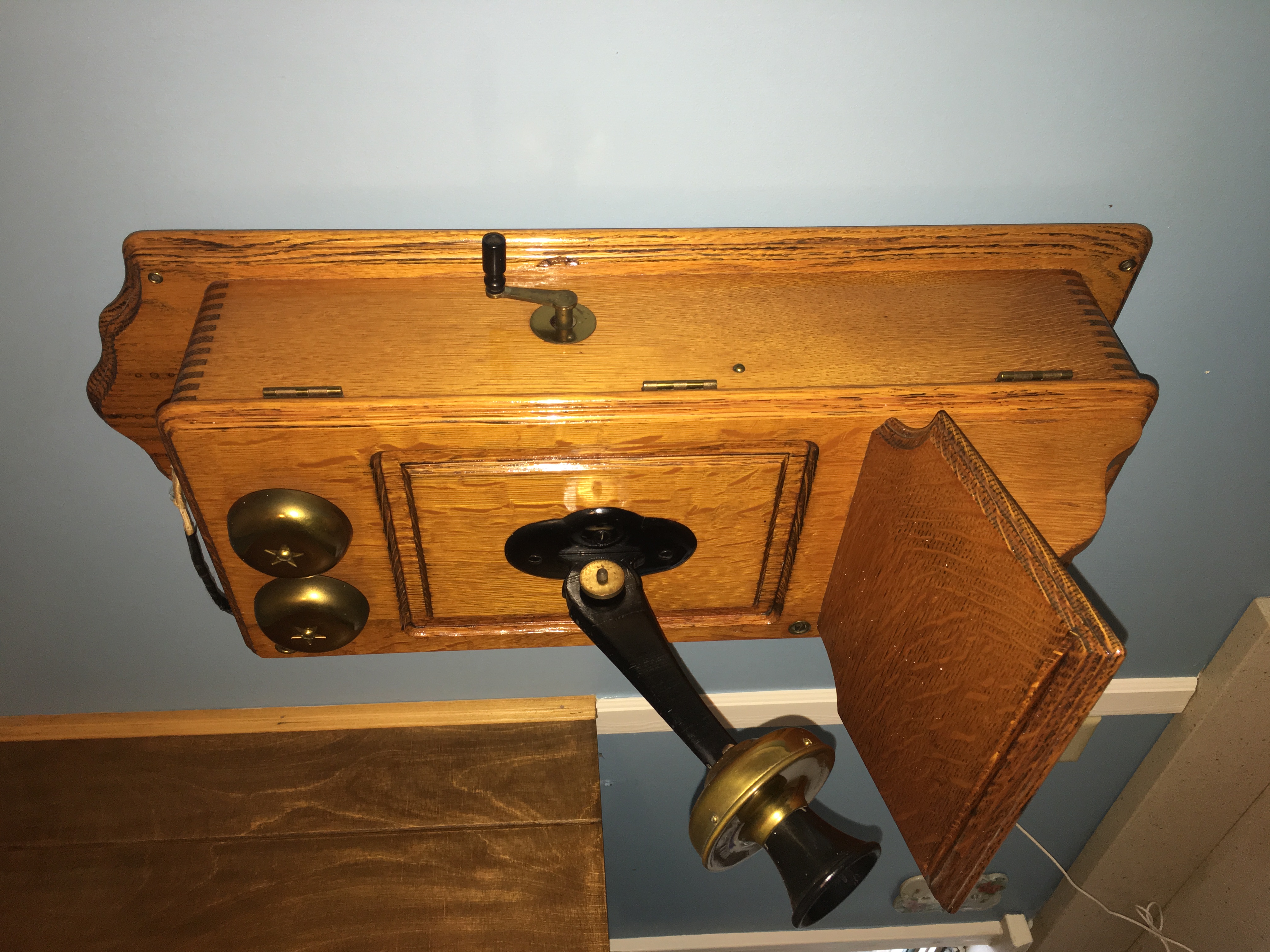 *Rework*Vintage Kellogg Wooden Wall Telephone