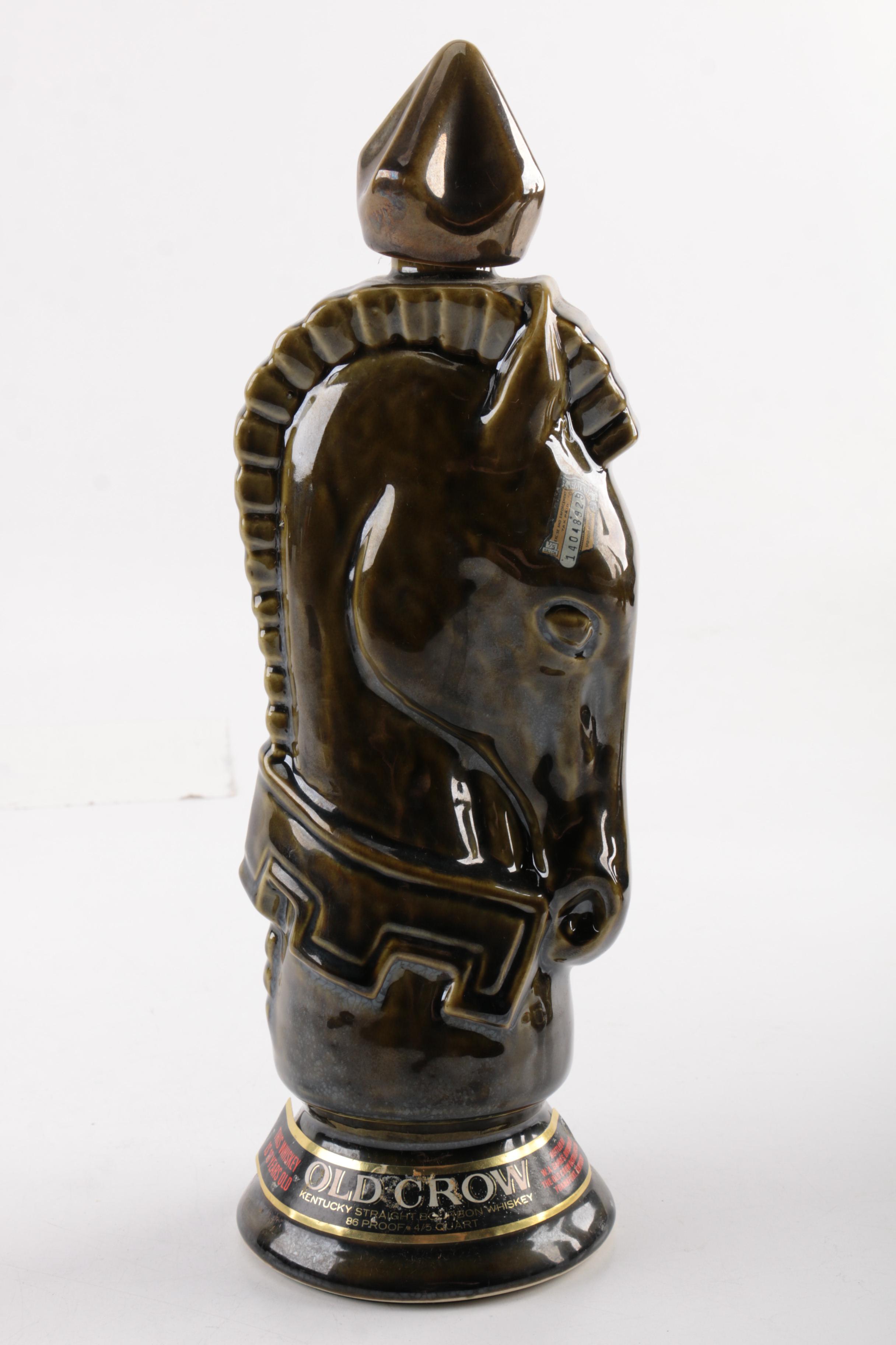 Vintage Old Crow Chess Piece Whisky Decanters