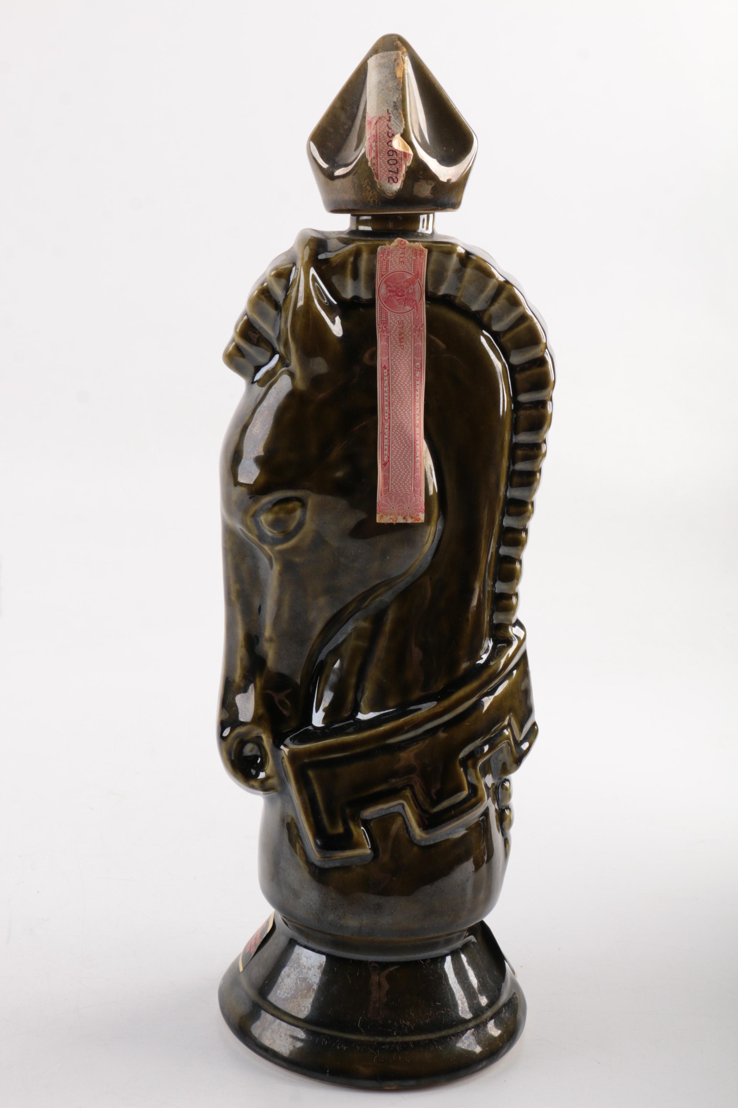 Vintage Old Crow Chess Piece Whisky Decanters